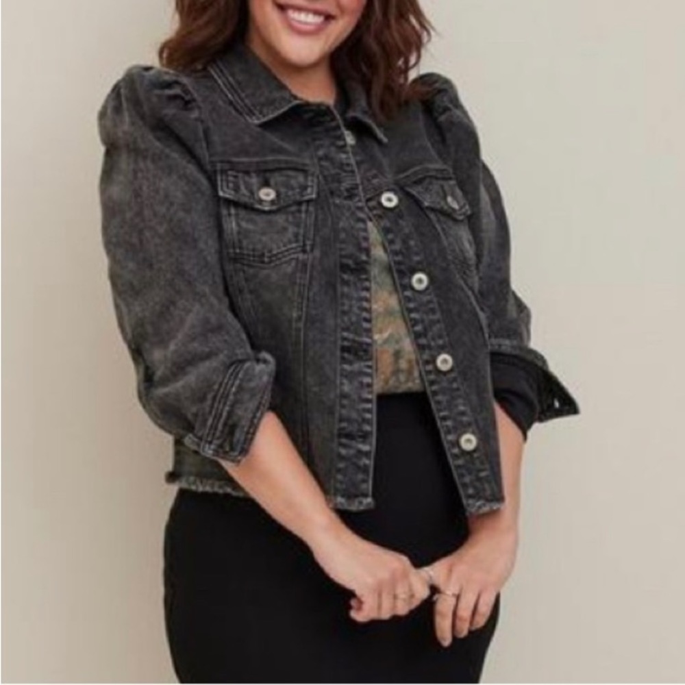 Torrid puff sleeve denim jacket - Picture 3 of 17